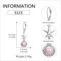 wholesale Sterling Silver Pearl Seashell Starfish Drop Dangle Earrings-0-13