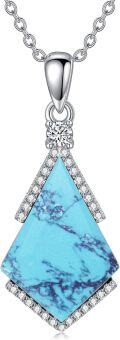 wholesale 925 Sterling Silver Cubic Zirconia Accent Triangle Pendant with Lapis Lazuli and Blue Stone Elements Necklaces-0-18