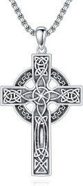 wholesale 925 Sterling Silver Celtic Knot Cross Pendant Necklace for Men Christian-0-0