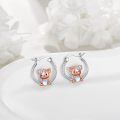 wholesale 925 Sterling Silver Piglet Moonstone Hoop Earrings for Women-0-1