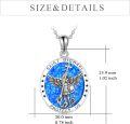 wholesale 14K Gold Saint Michael Pendant with Blue Opal Stone and Anchor Design - Catholic Protection Amulet Necklace for Men & Women (18 + Extender)-0-4