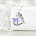 wholesale 925 Sterling Silver Hummingbird Pendant Necklace for Women Girls Gifts Love Heart Charm Chain Jewelry Accessories 45cm/18 Length-0-2