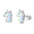 wholesale 925 Sterling Silver Rainbow Opal Unicorn Stud Earrings for Women Girls Gifts Hypoallergenic Jewelry 6mm x 8mm-0-0
