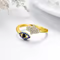 TOUPOP Sterling Silver Evil Eye Hamsa Ring Amulet Protection Jewelry Gift-0-2