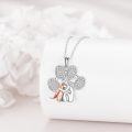 wholesale 925 Sterling Silver Angel and Puppy in Heart Shaped Pendant Necklace for Women Gifts-0-2