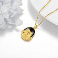 wholesale 925 Sterling Silver Gold Plated Black Onyx Fox Pendant Necklace for Women-0-3