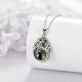 wholesale 925 Sterling Silver Cat and Tree of Life Green Agate Gemstone Pendant Necklace for Women Birthdays Gift-0-4