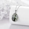 wholesale 925 Sterling Silver Cat and Tree of Life Green Agate Gemstone Pendant Necklace for Women Birthdays Gift-0-4