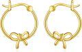 wholesale 925 Sterling Silver Bowknot Hoop Earrings for Women - Gold Tone 20mm Diameter-0-0