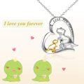 wholesale 925 Sterling Silver Dinosaur Heart Pendant I Love You Forever Necklace for Women and Girls-0-5
