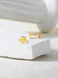 wholesale  14K Solid Gold Round Tag Stud Earrings 5.7mm Elegant Fashion Jewelry for Women Gift-0-2