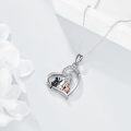 wholesale 925 Sterling Silver Heart-Shaped Girl and Dogs Pendant Necklace with Cubic Zirconia Stones for Women Girls Pet Memorial s-0-3
