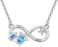 wholesale 925 Sterling Silver Infinity Starfish Blue Crystal Pendant Necklace-Infinity-Sea Turtle