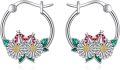 wholesale 925 Sterling Silver Ladybug Daisy Flower Hoop Earrings  for Girls and Women-0-0