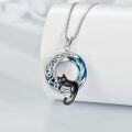 wholesale 925 Sterling Silver Black Cat Moonstone Pendant Necklace for Women Girls s-0-4