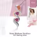 TOUPOP Sterling Silver Zircon Birthstone Rose Necklace For Sister-0-4