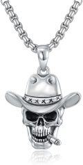 wholesale 925 Sterling Silver Cowgirl Skull Cigar Pendant Necklace  for Women Men -0-0