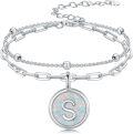 wholesale 925 Sterling Silver & Opal Initial Bracelet - Personalized Elegant Dainty Jewelry Gift-0-0