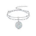 wholesale 925 Sterling Silver Opal Letter S Charm Chain Bracelet With Adjustable Extender-0-0