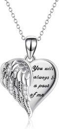 wholesale 925 Sterling Silver Angel Wing Heart Pendant Necklace with Photo Frame Gift for Women-0-0