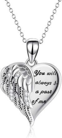 wholesale 925 Sterling Silver Angel Wing Heart Pendant Necklace with Photo Frame Gift for Women-Heart guardian angel