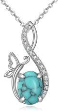 wholesale 925 Sterling Silver Turquoise Moonstone Butterfly Necklace for Women-0-0
