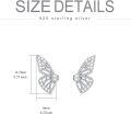 wholesale 925 Sterling Silver CZ Butterfly Stud Earrings with Half Wing Design-0-3