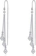 wholesale 925 Sterling Silver Geometric Cubic Zirconia Shape Threader Dangle Drop Earrings with Chain and CZ Stones for Women-0-0