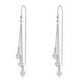 wholesale 925 Sterling Silver Geometric Cubic Zirconia Shape Threader Dangle Drop Earrings with Chain and CZ Stones for Women-0-0