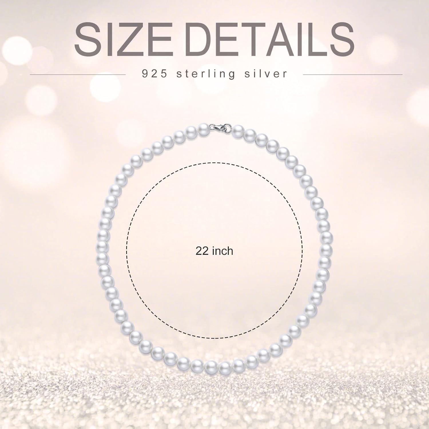  Metal Imitation Pearl Necklace 8mm White Round Pearl Choker 16 18 22in Wedding Jewelry -0-5