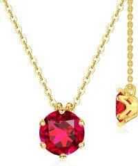 wholesale 14K Gold Created Birthstone 1ct Round Necklace for Women 16+2 -Created Ruby