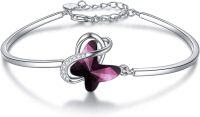 wholesale Sterling Silver Austrian Crystal Infinity Morpho Helena Butterfly Bangle Bracelet-B1 Infinity Butterfly - Purple