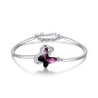 wholesale Sterling Silver Austrian Crystal Infinity Morpho Helena Butterfly Bangle Bracelet-B1 Infinity Butterfly - Purple