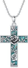 wholesale  Sterling Silver Turquoise Cross Necklace with Birth Flower Pendant -0-28