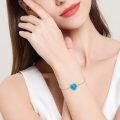 wholesale  Sterling Silver Genuine Heart Turquoise Bracelet Jewelry Gift for Women ( )-0-3