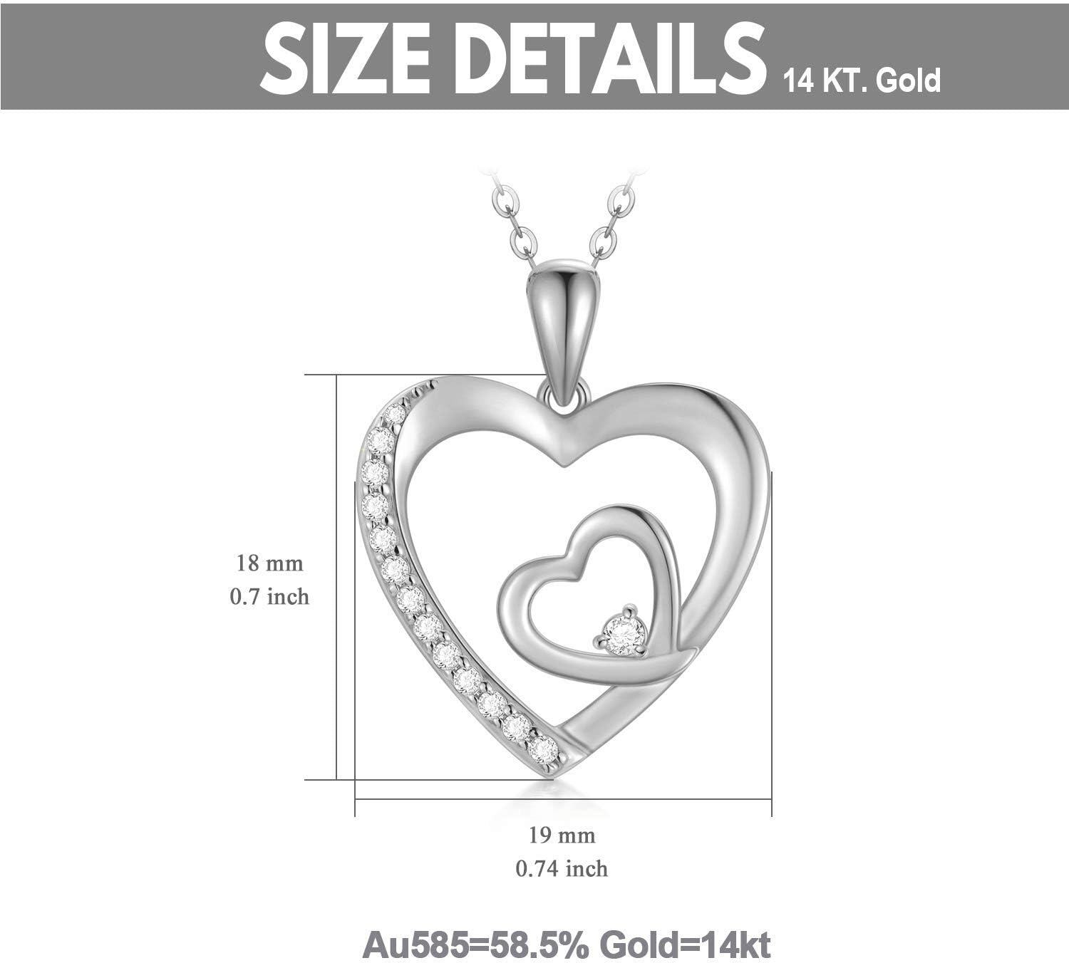 Solid 925 Sterling Silver Double Heart Pendant with Cubic Zirconia - Romantic  for Women-0-3