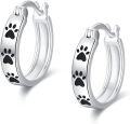 wholesale 925 Sterling Silver Cat Dog Paw Hoop Earrings s for Women-0-0