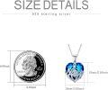 wholesale 925 Sterling Silver Blue Crystal Heart Pendant Necklaces for Aunt & Niece-0-5
