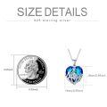 wholesale 925 Sterling Silver Blue Crystal Heart Pendant Necklaces for Aunt & Niece-0-5