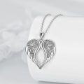 wholesale 925 Sterling Silver Heart-Shaped Wing Pendant Necklace Gift for Women-0-4