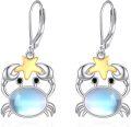 wholesale 925 Sterling Silver Crab Moonstone Drop Earrings with Star Charm for Women Girls Gift-0-0