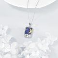 wholesale 925 Sterling Silver Lapis Lazuli Moon Star Wave Pendant Necklace-0-2