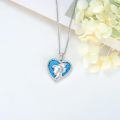 wholesale 925 Sterling Silver Heart-Shaped Horse Head Pendant with Blue Stone and Rope Border Necklaces for Women Girls s-0-5