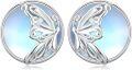 wholesale 925 Sterling Silver Round Mother-of-Pearl Butterfly Stud Earrings-0-0