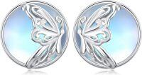 wholesale 925 Sterling Silver Round Mother-of-Pearl Butterfly Stud Earrings-4-Butterfly