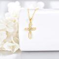 wholesale 14K Gold Infinity Love Heart Cross Diamond Pendant Necklace for Women-0-4