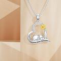 wholesale 925 Sterling Silver Heart-Shaped Love You Forever Pendant with Sunflower and Pig Charm Necklace Gift for Women Girls Mothers Day Christmas Jewelry-0-4
