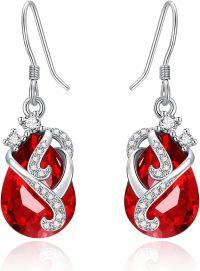 wholesale 925 Sterling Silver Birthstone Drop Dangle Earrings for Women Gifts-07 Jul