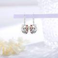 wholesale 925 Sterling Silver Vintage Wolf Head Flower Drop Dangle Leverback Hook Earrings for Women Girls  4cm Long-0-2