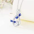 wholesale 925 Sterling Silver Blue Enamel Dragonflies & Butterflies Pendant Necklaces for Women Girls Christian  Ideas-0-3